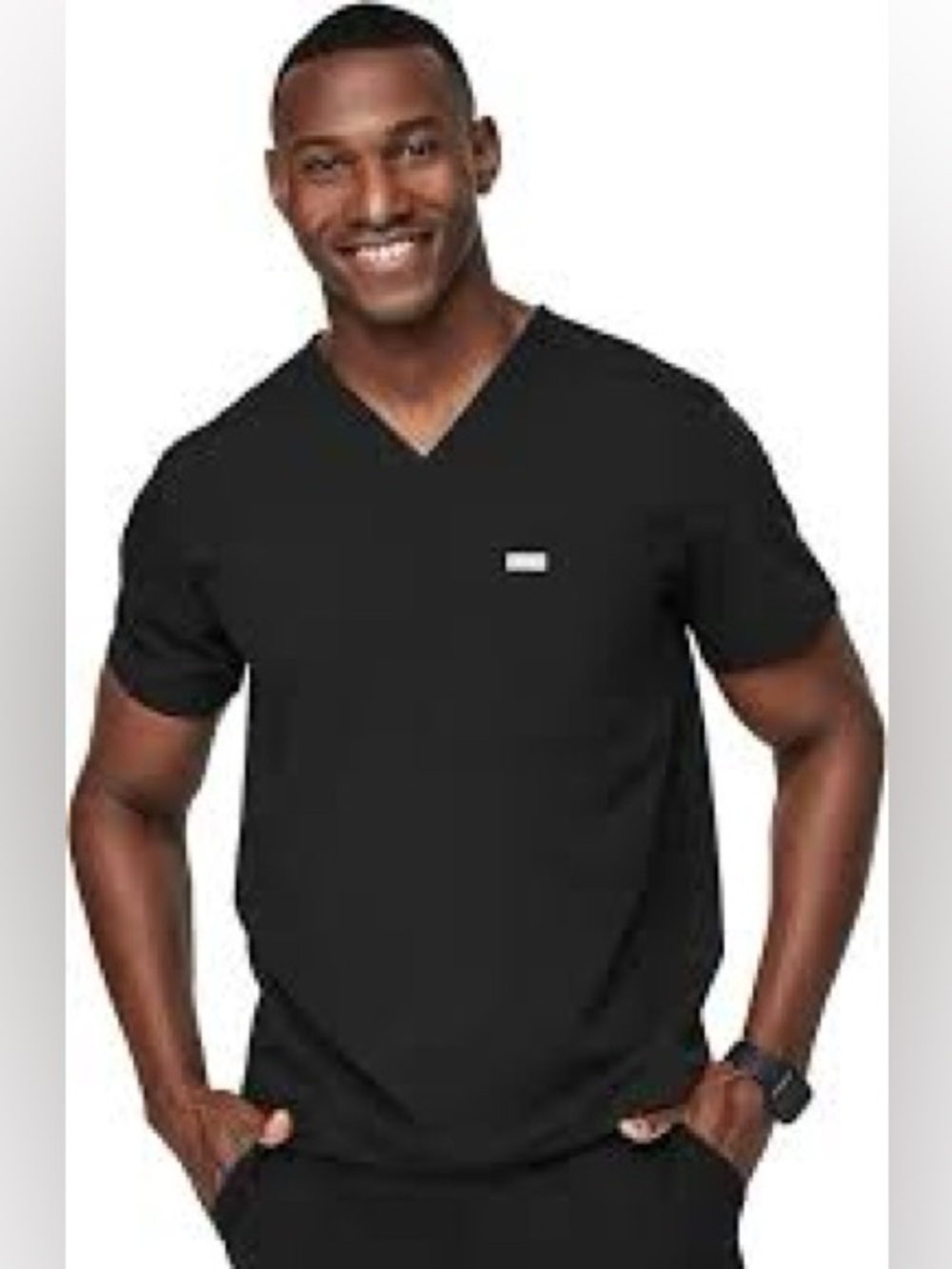 FIGS Men's Black V-Neck Scrub Top Technical Collection XL Black